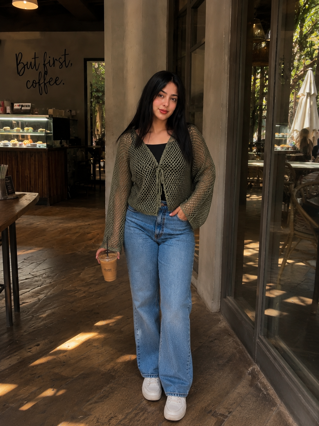 Olive Noir Mesh Cardigan