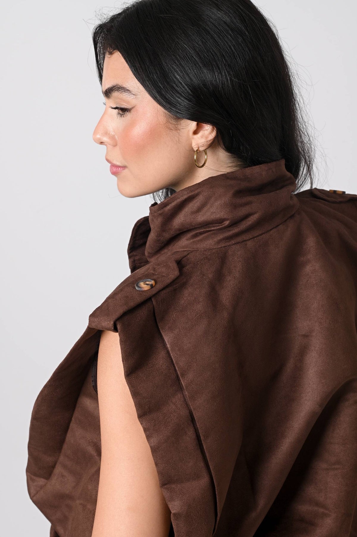 Brown Suede Button Vest