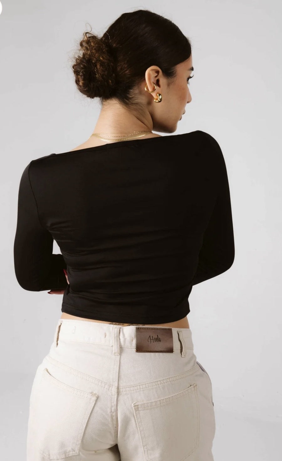 Black Asymmetrical Chic Long Sleeve Top