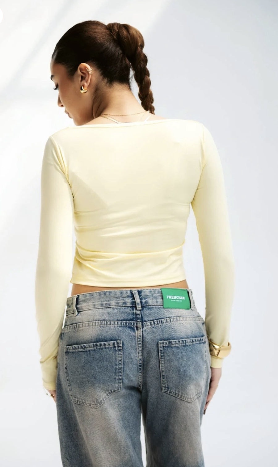 Butter Yellow Asymmetrical Chic Long Sleeve Top