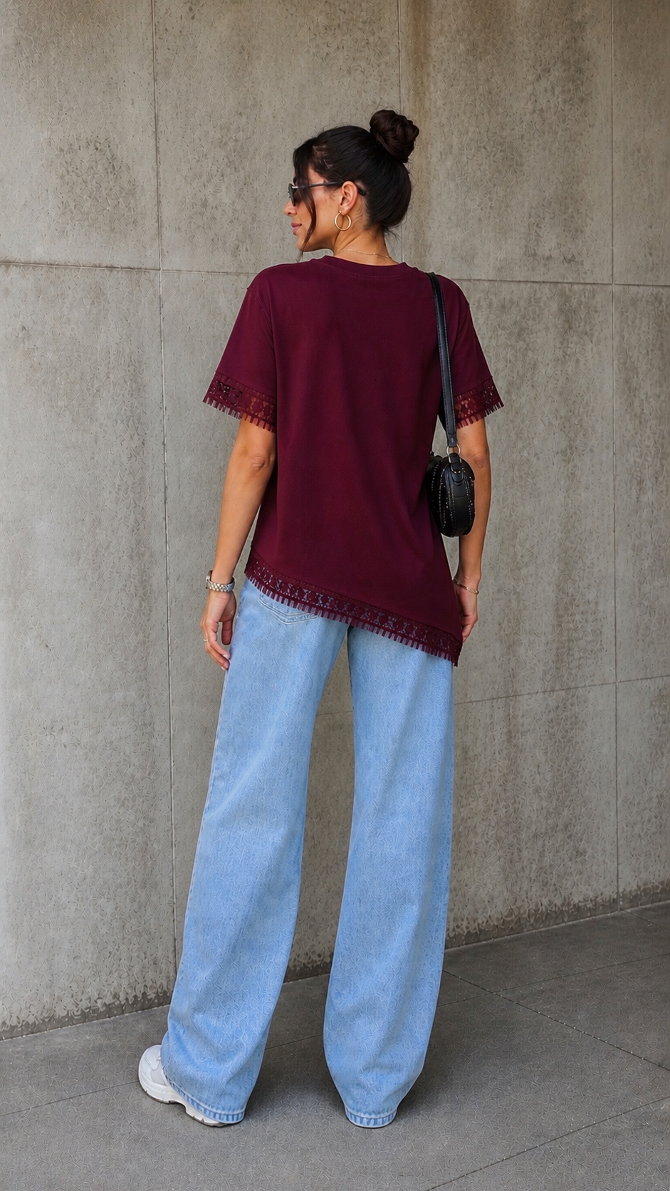 Velora Luna Lace Asymmetric Tee