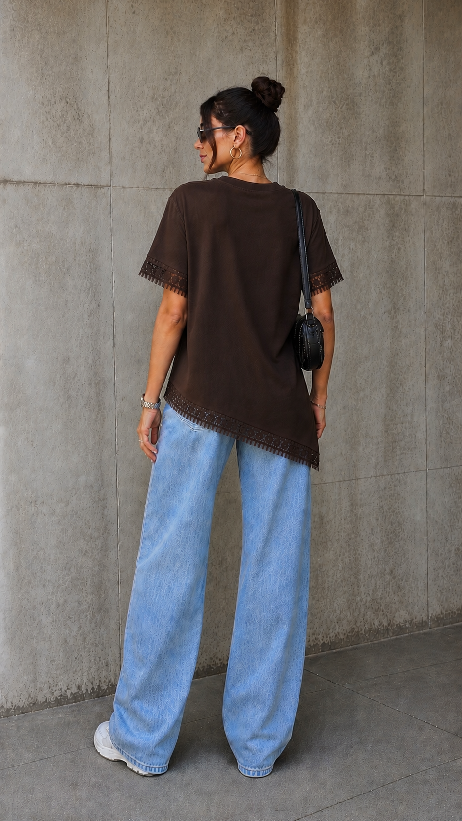Velora Luna Lace Asymmetric Tee
