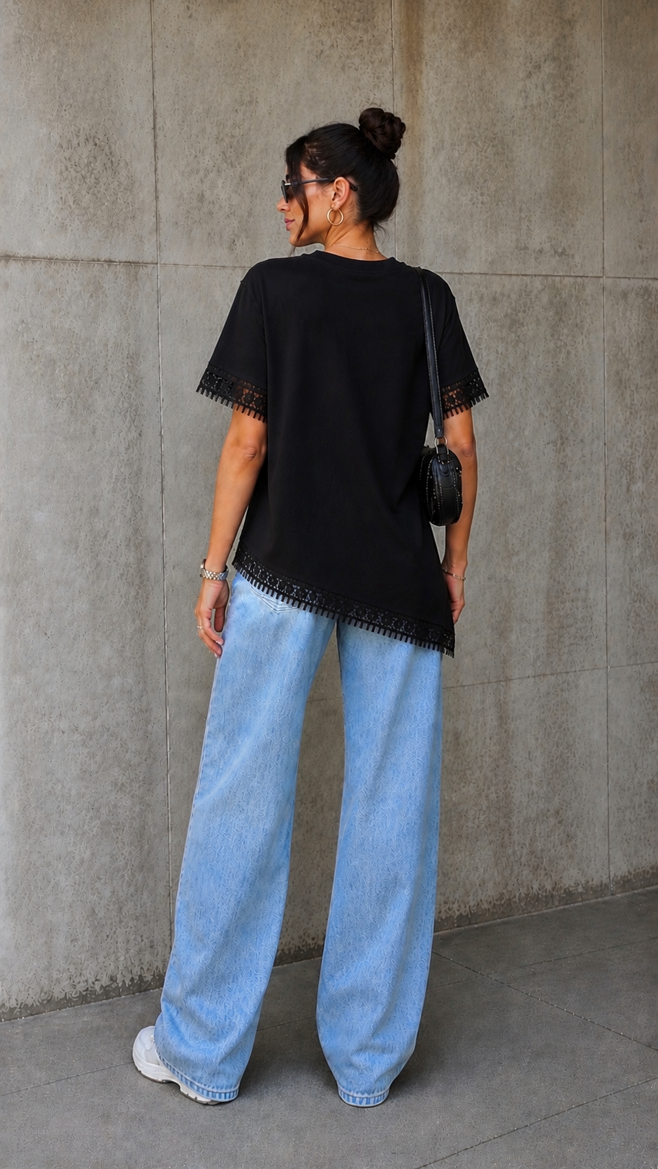Velora Luna Lace Asymmetric Tee