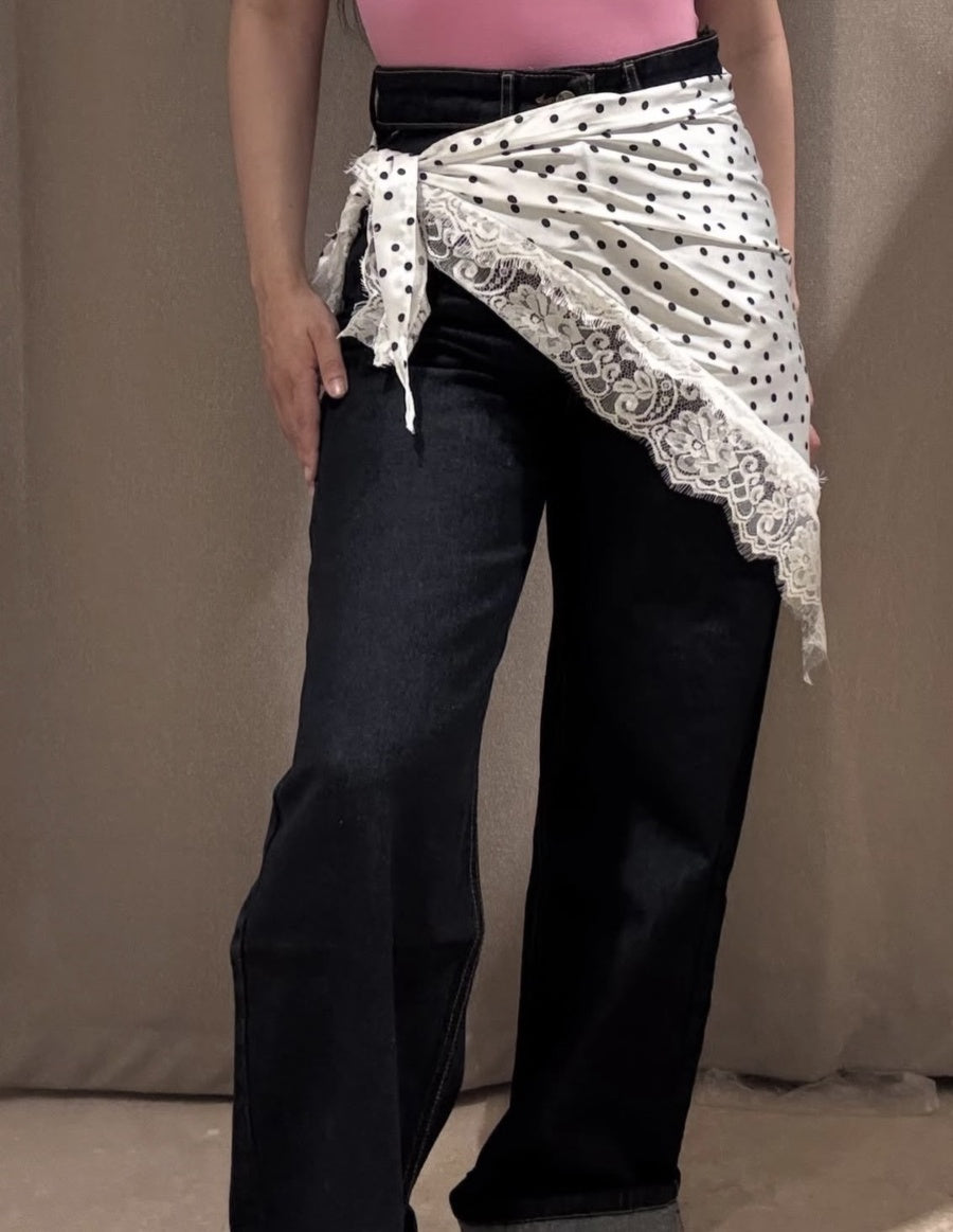 Polka Lace Wrap Scarf – White