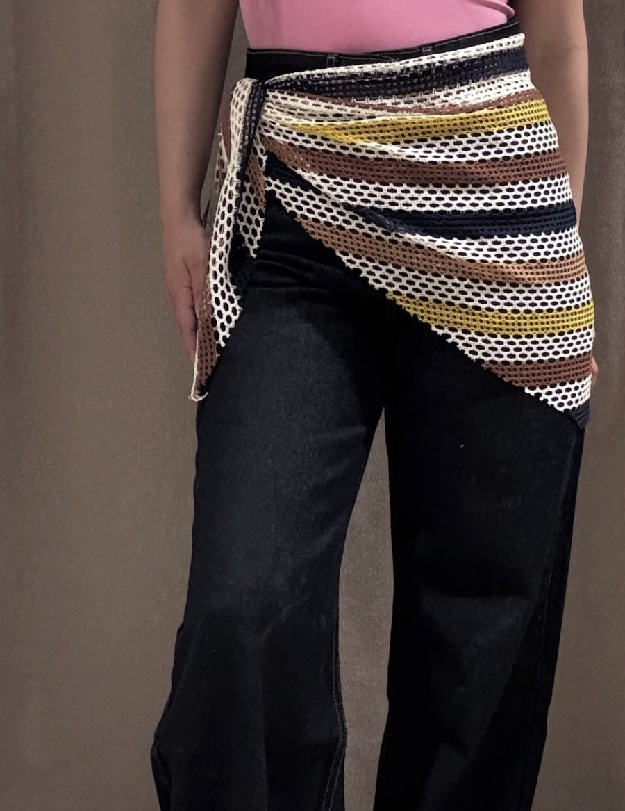 Crochet Stripe Wrap Scarf – Earth Tone
