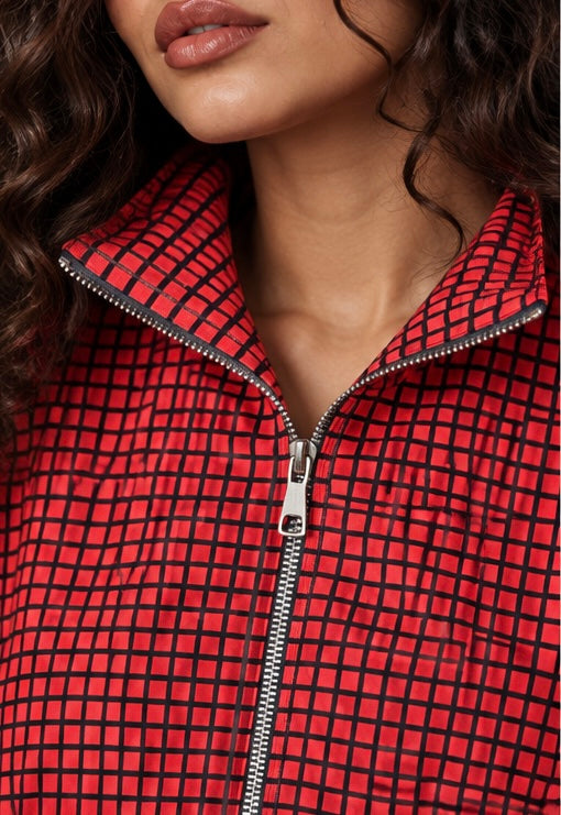 Red Checkered Bomber Jacket
