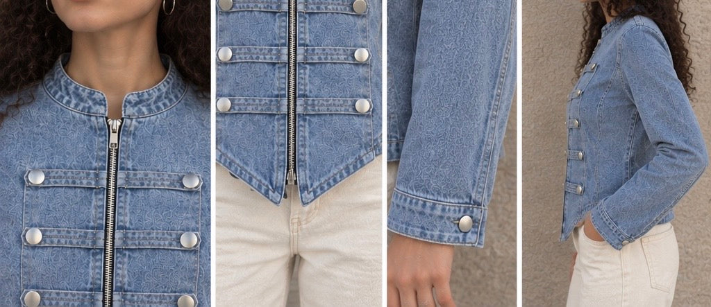 Light Wash V-Point Denim Jacket