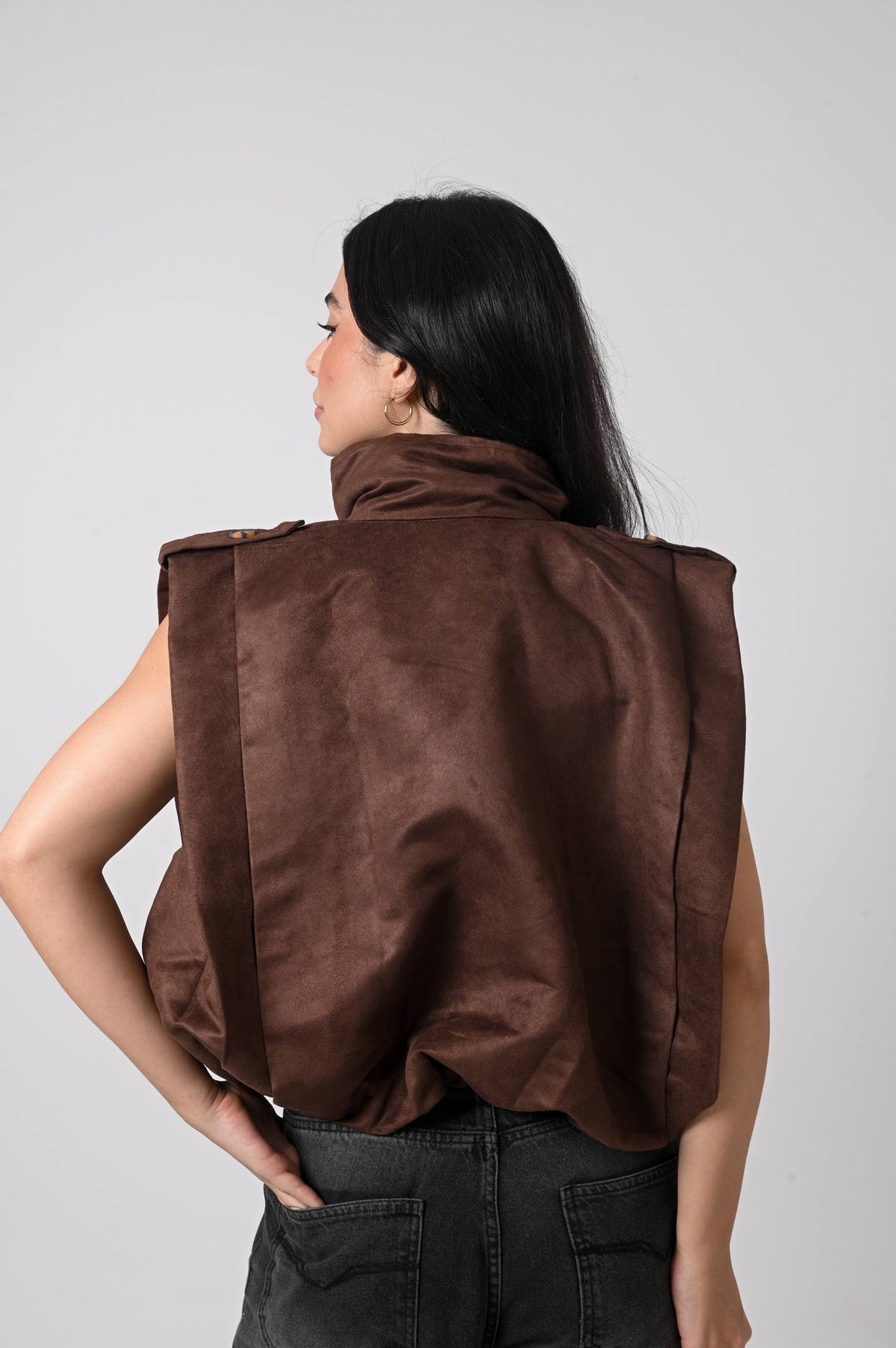Brown Suede Button Vest