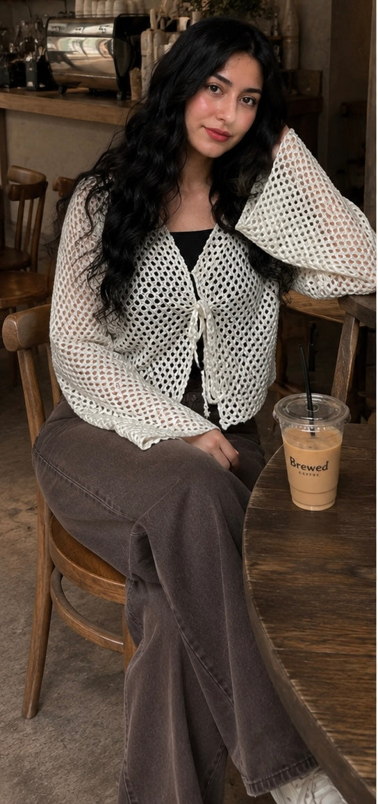 White Noir Mesh Cardigan