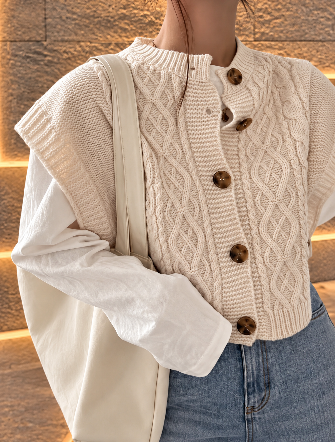 Beige Cozy Knit Cardigan