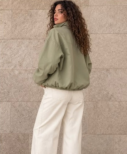 Cotton Parachute Oversized Jacket – Sage Green