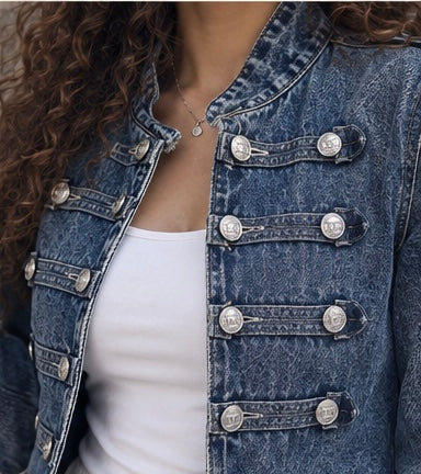 Denim Military Button Jacket