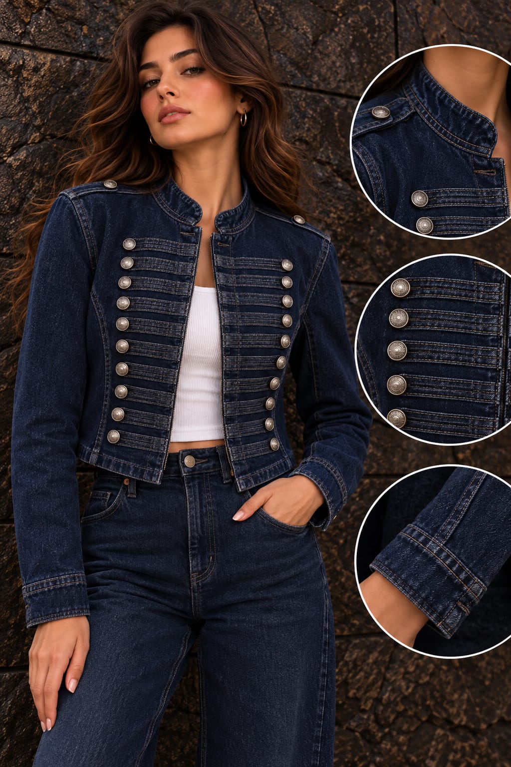 Blue Black Denim Jacket