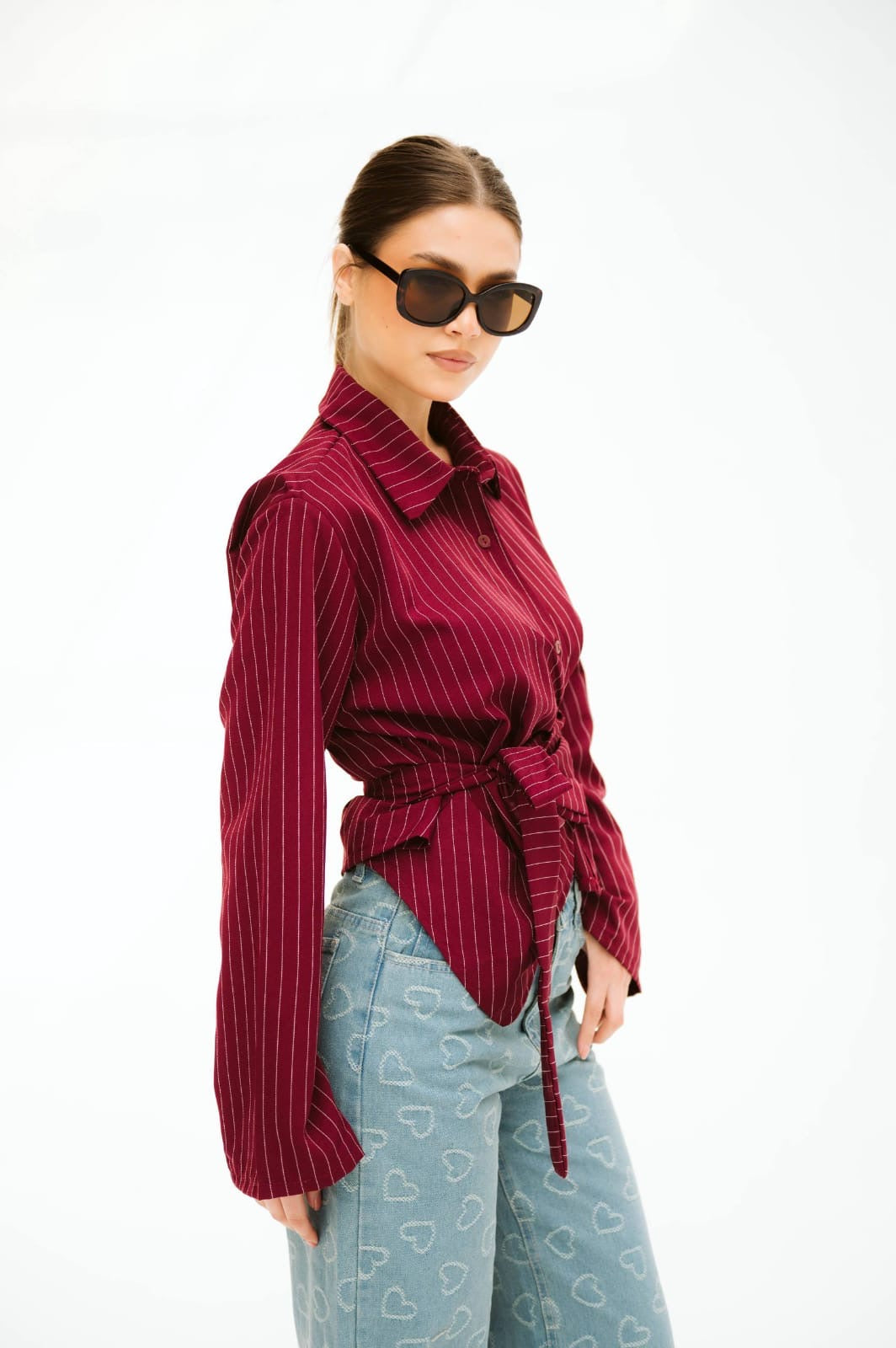 Burgundy striped shirt