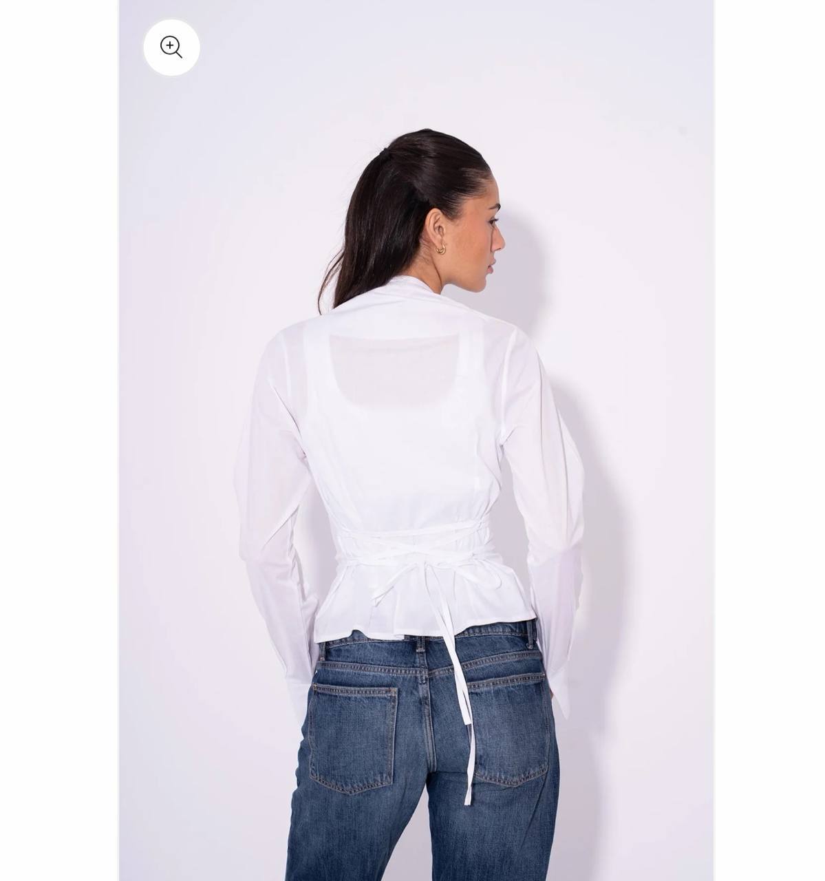 Multi-Button High Neck Poplin Shirt