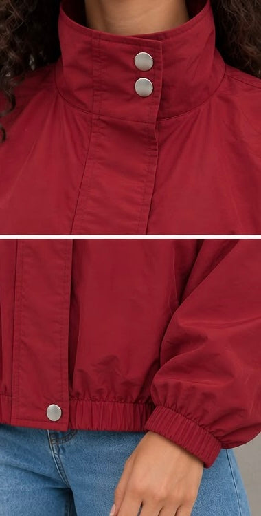 Cotton Parachute Oversized Jacket – Red