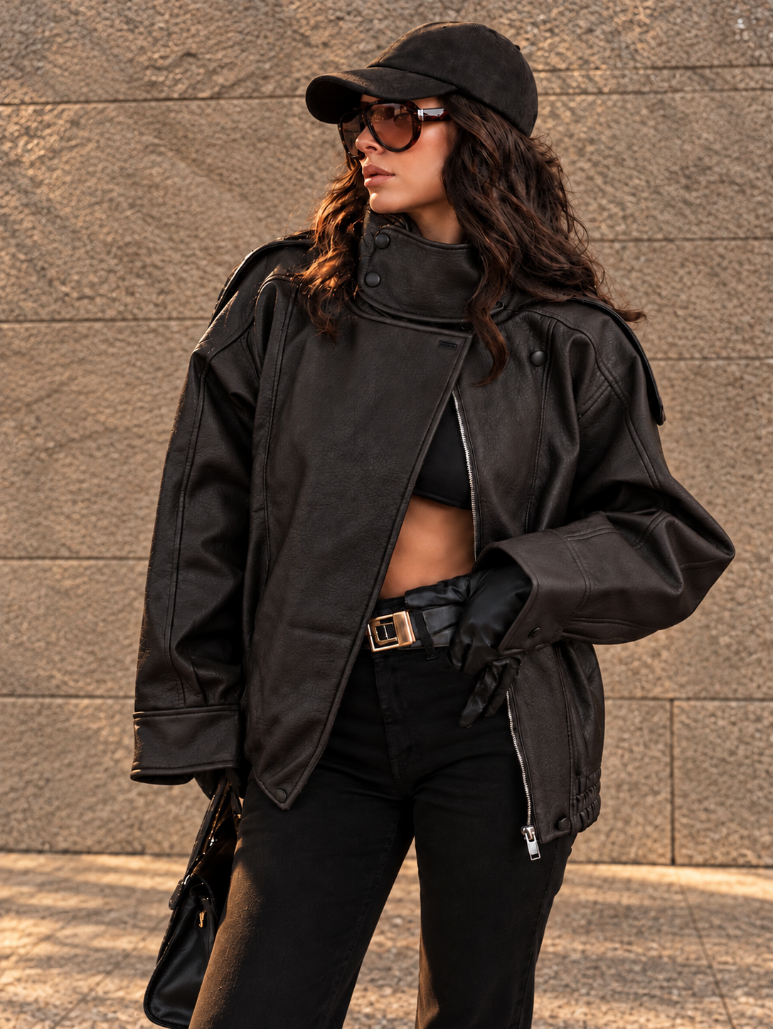 Black Croc Leather Jacket