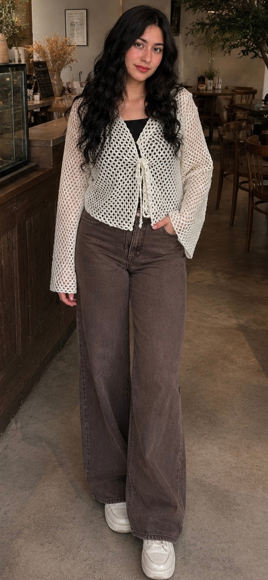 White Noir Mesh Cardigan