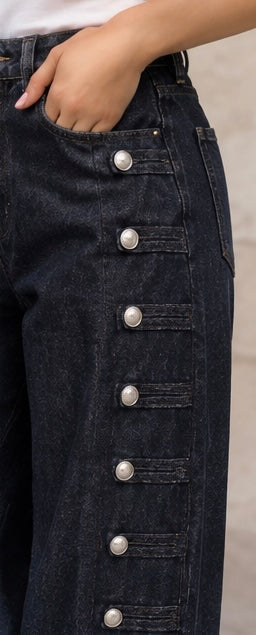Midnight Denim Wide-Leg Pants