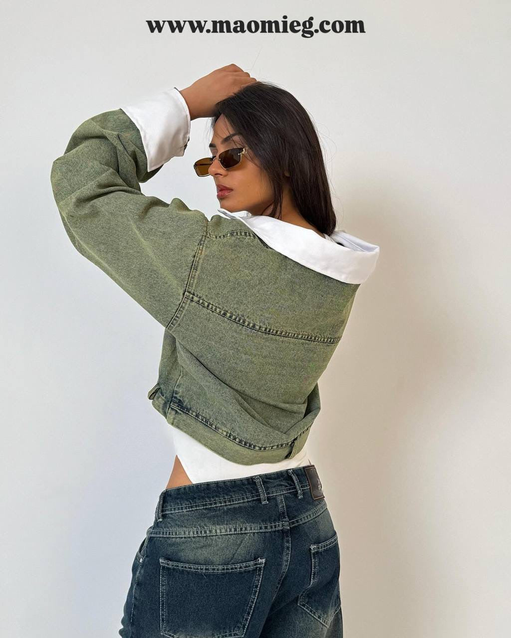 Vintage Green Denim Oversized Jacket