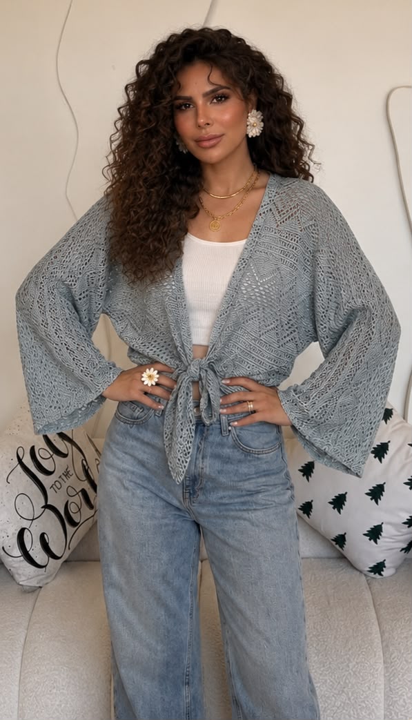Sky Knit Tie Cardigan