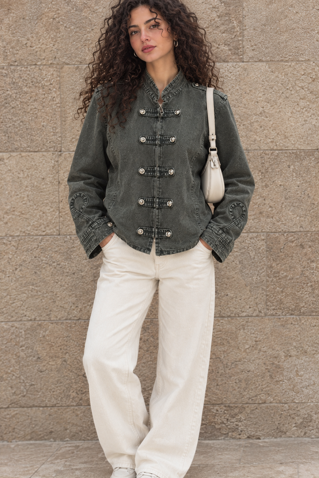 Dark Olive Washed Denim Jacket