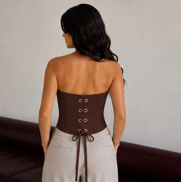 Brown chocolate Ivory Lace Corset