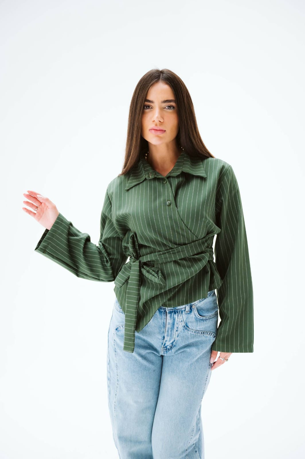 Green buttoned blouse free size
