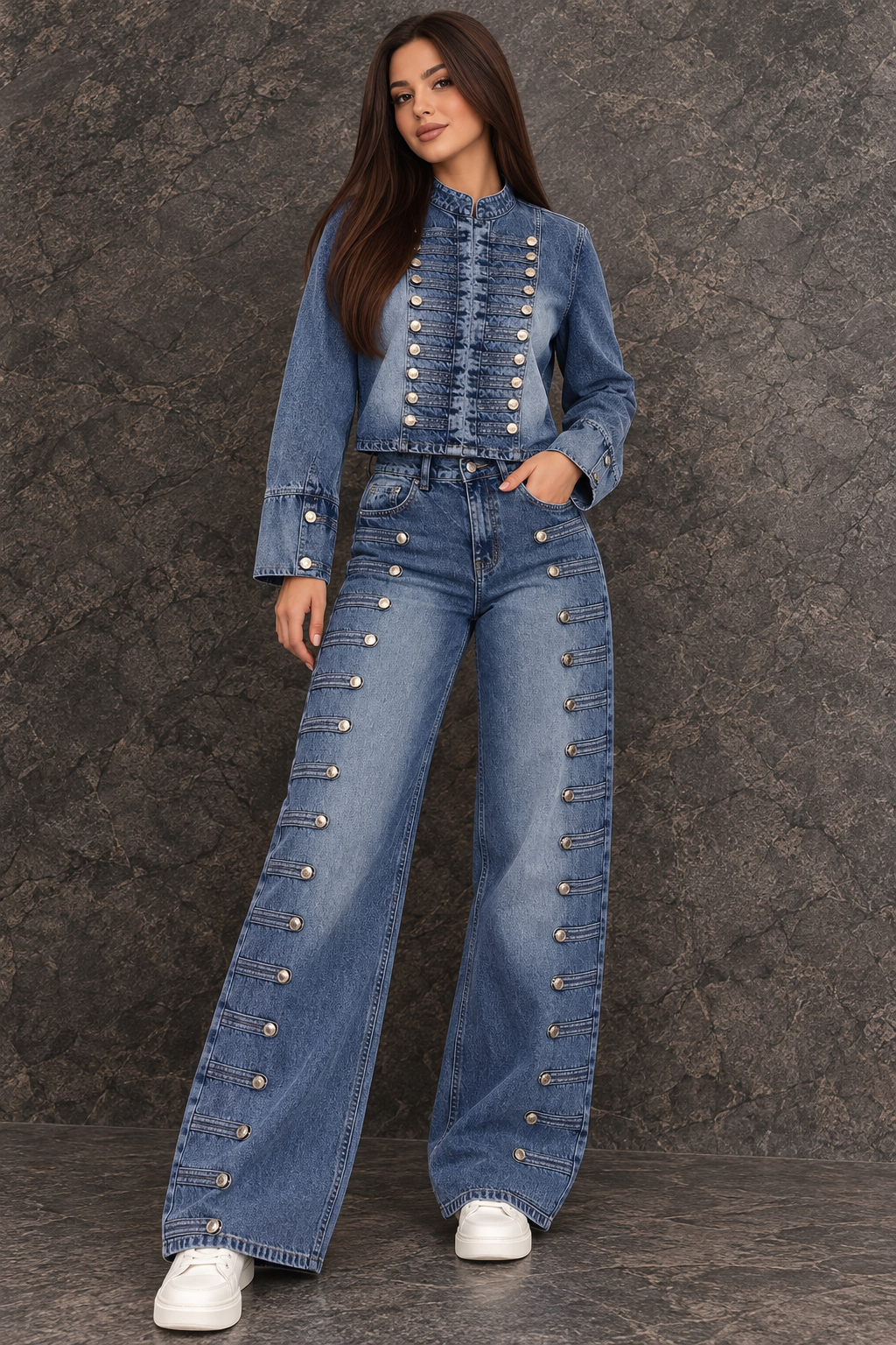 Blue Denim Military Set