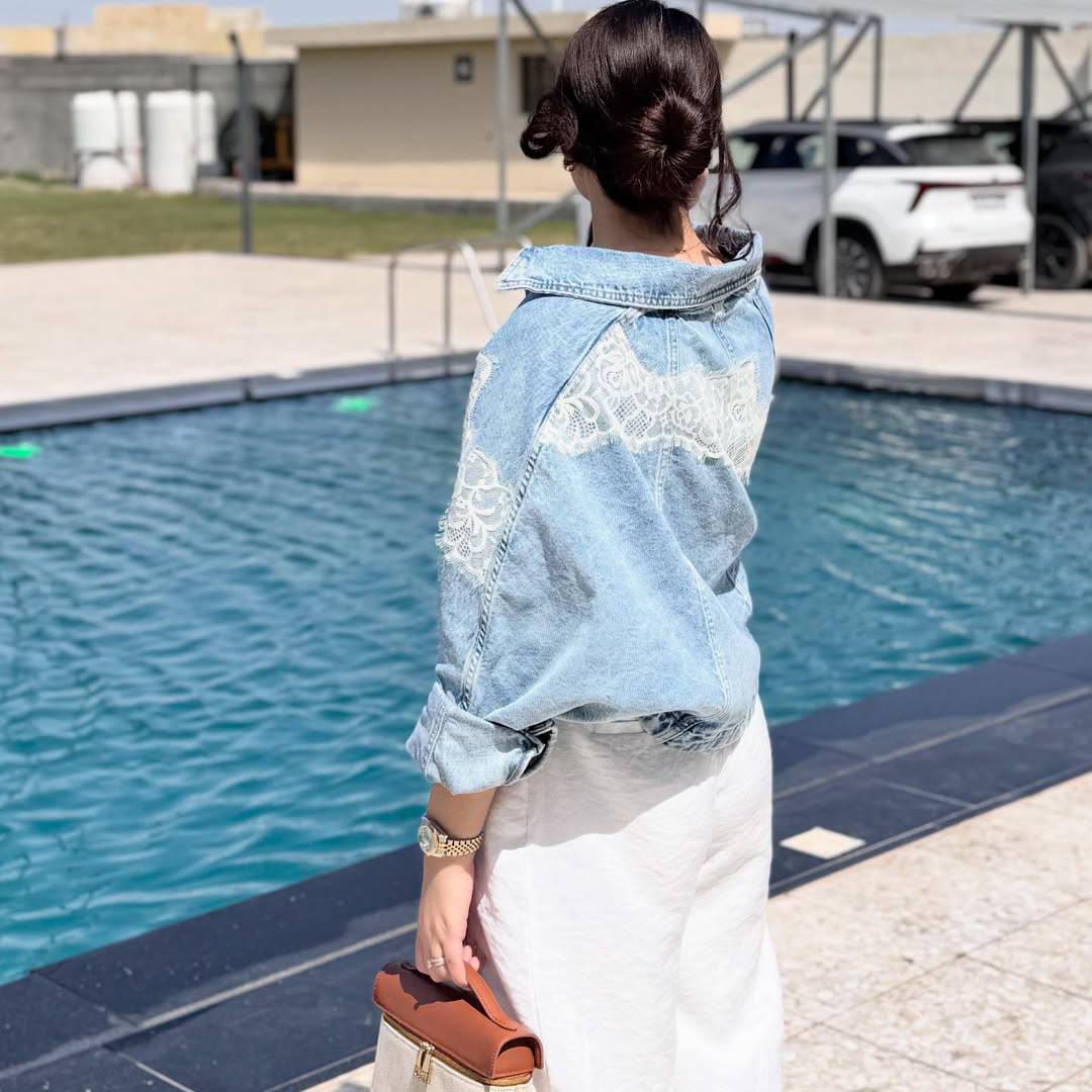 Lace Detail Denim Jacket