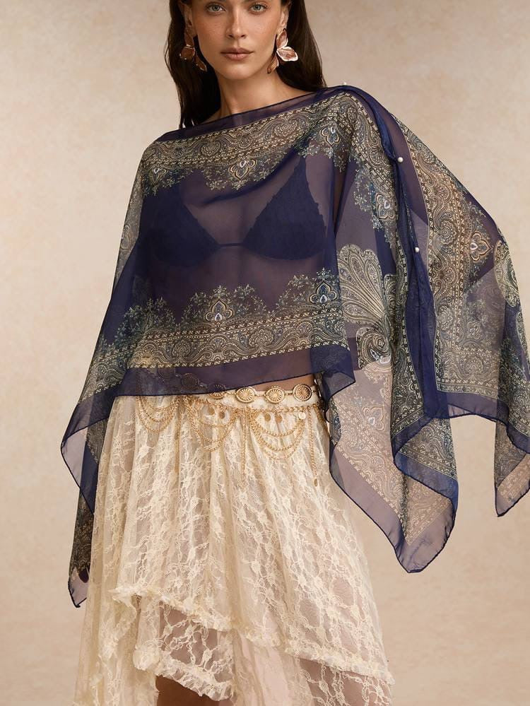 Royal Paisley Chiffon Shawl