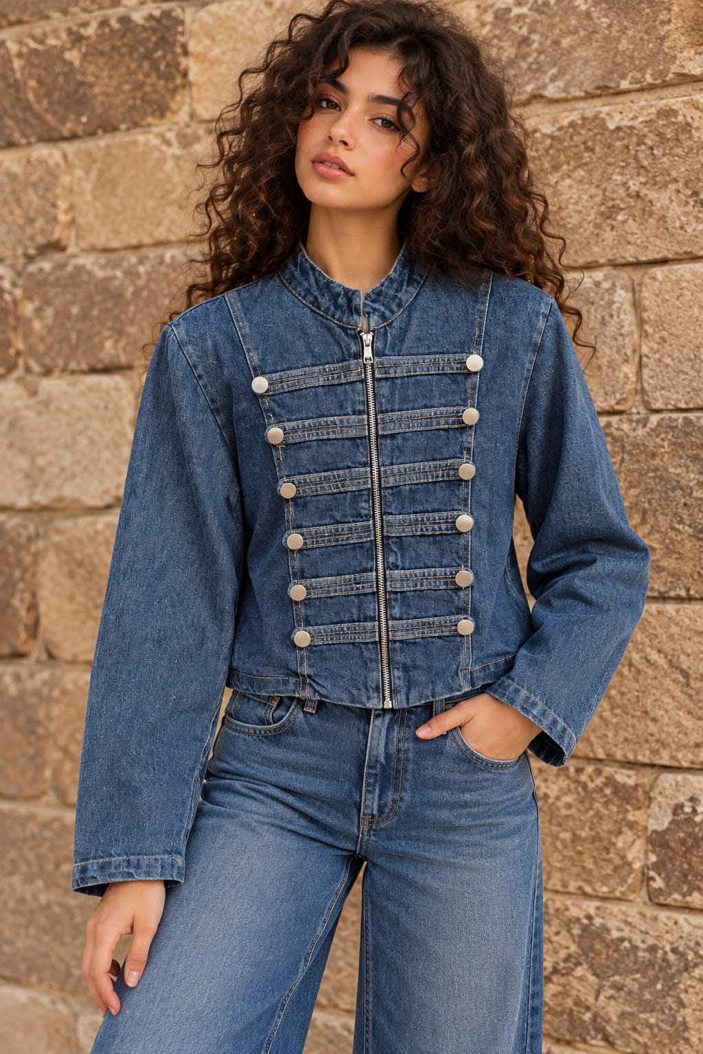 Blue Denim Double-Button Jacket