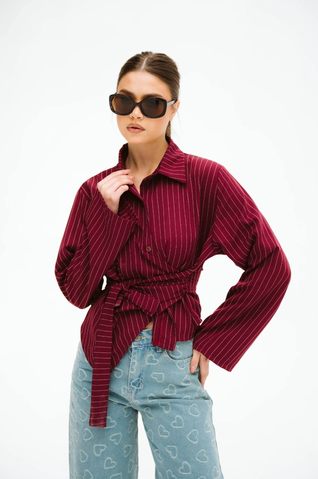 Burgundy buttoned blouse
