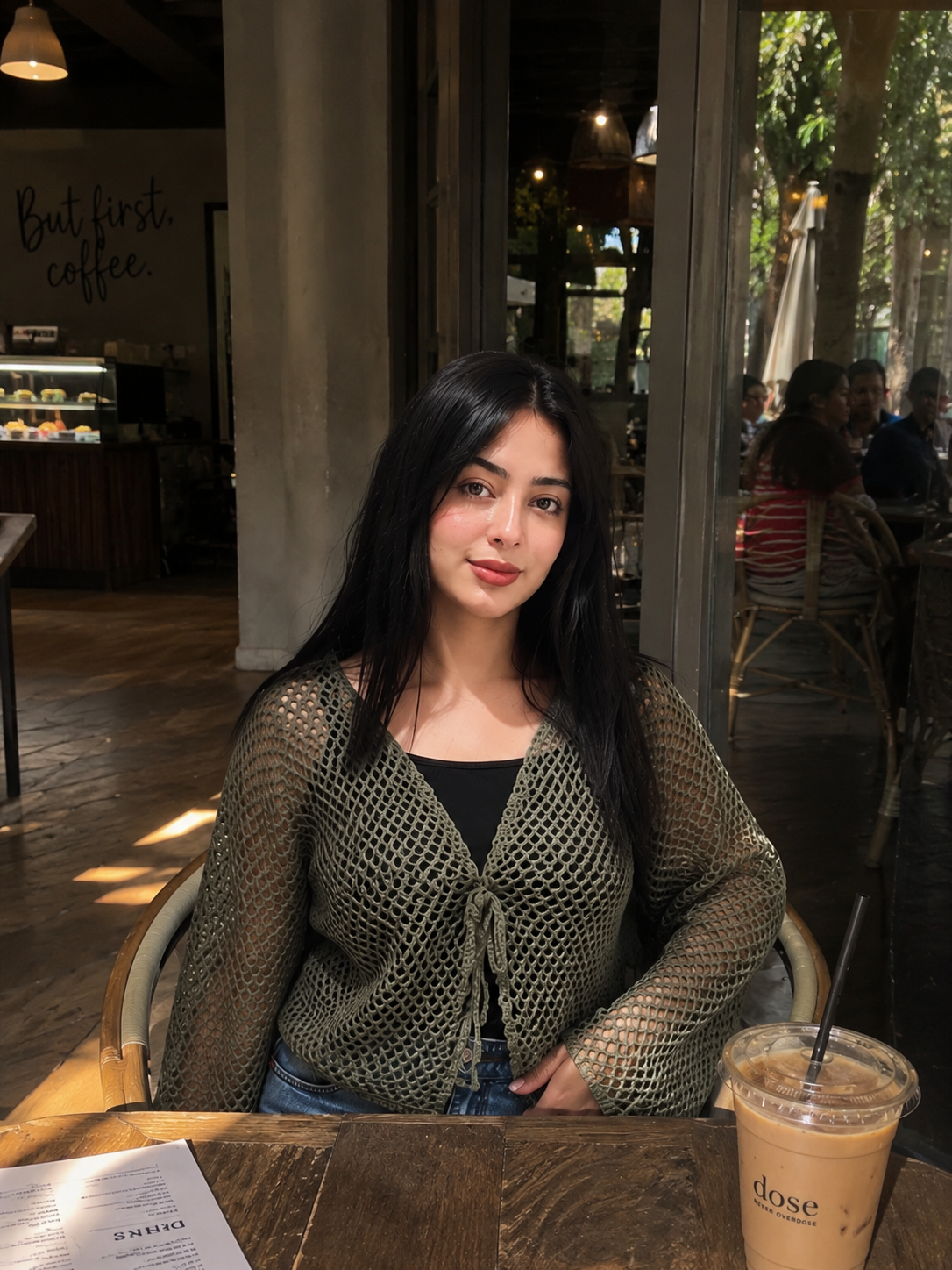 Olive Noir Mesh Cardigan