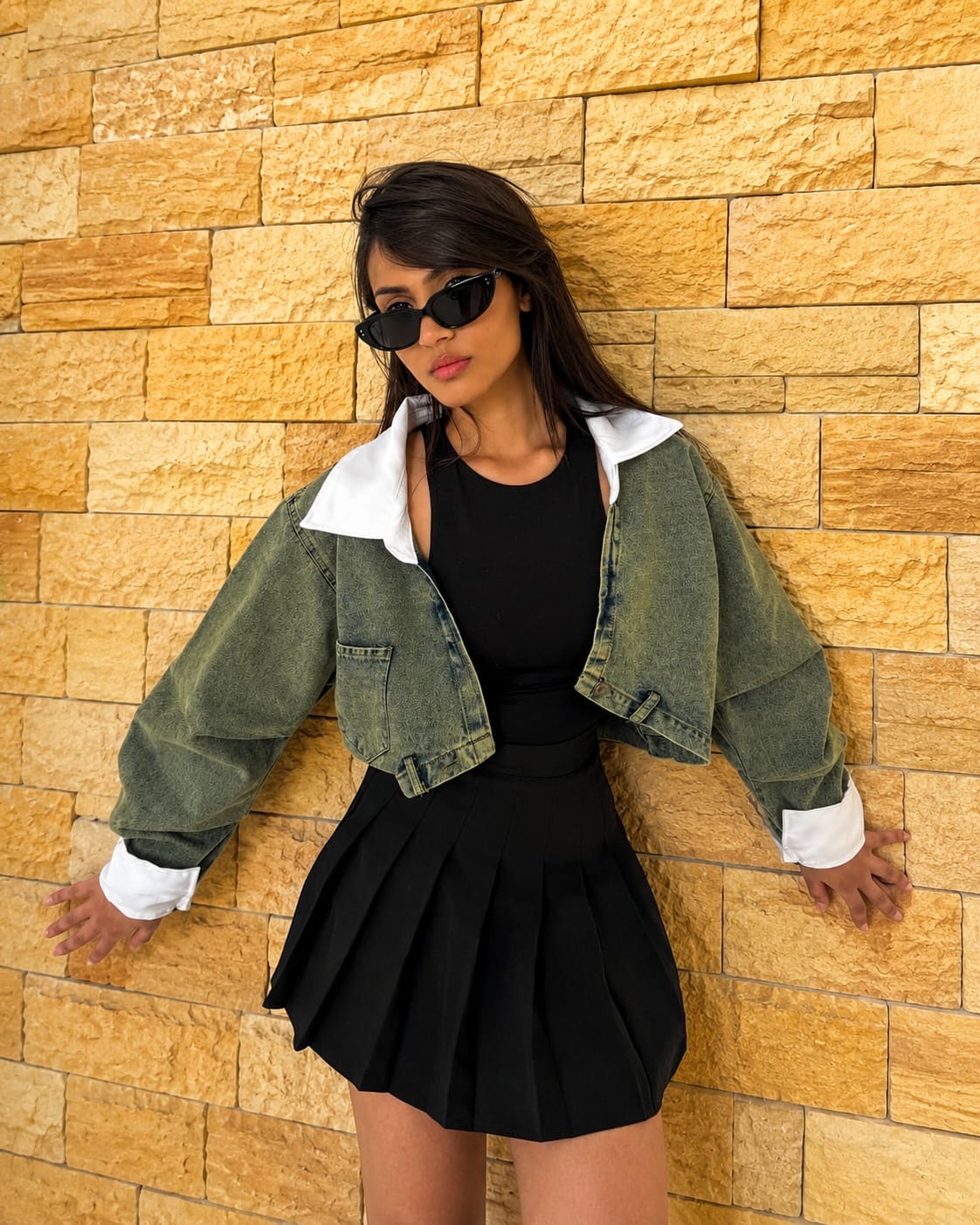 Vintage Green Denim Oversized Jacket