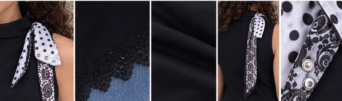 Black Guipure Scarf Top