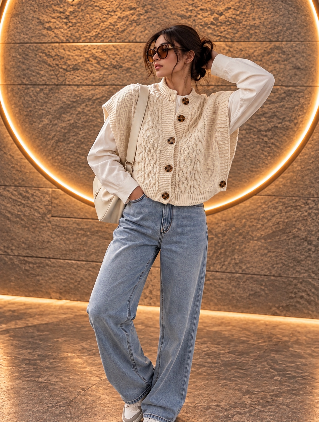 Beige Cozy Knit Cardigan