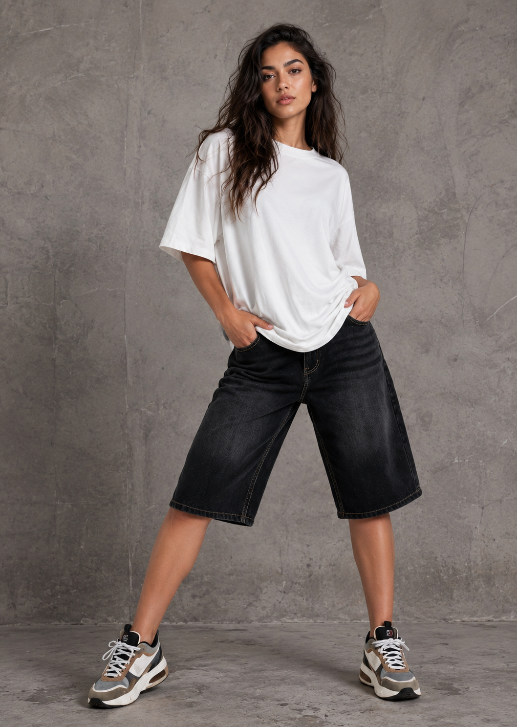 Black Denim Bermuda Shorts