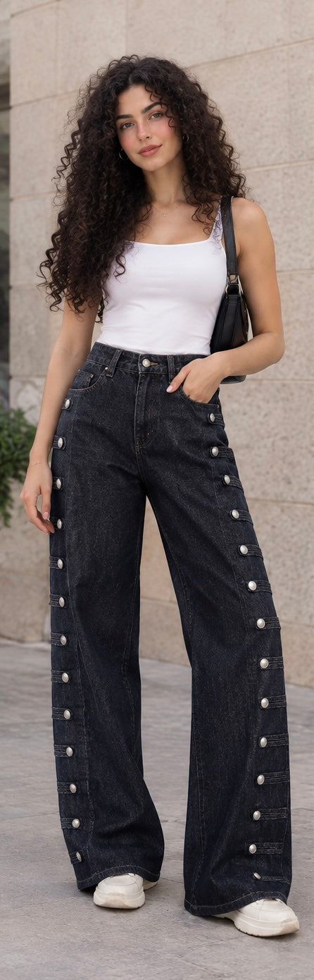 Midnight Denim Wide-Leg Pants