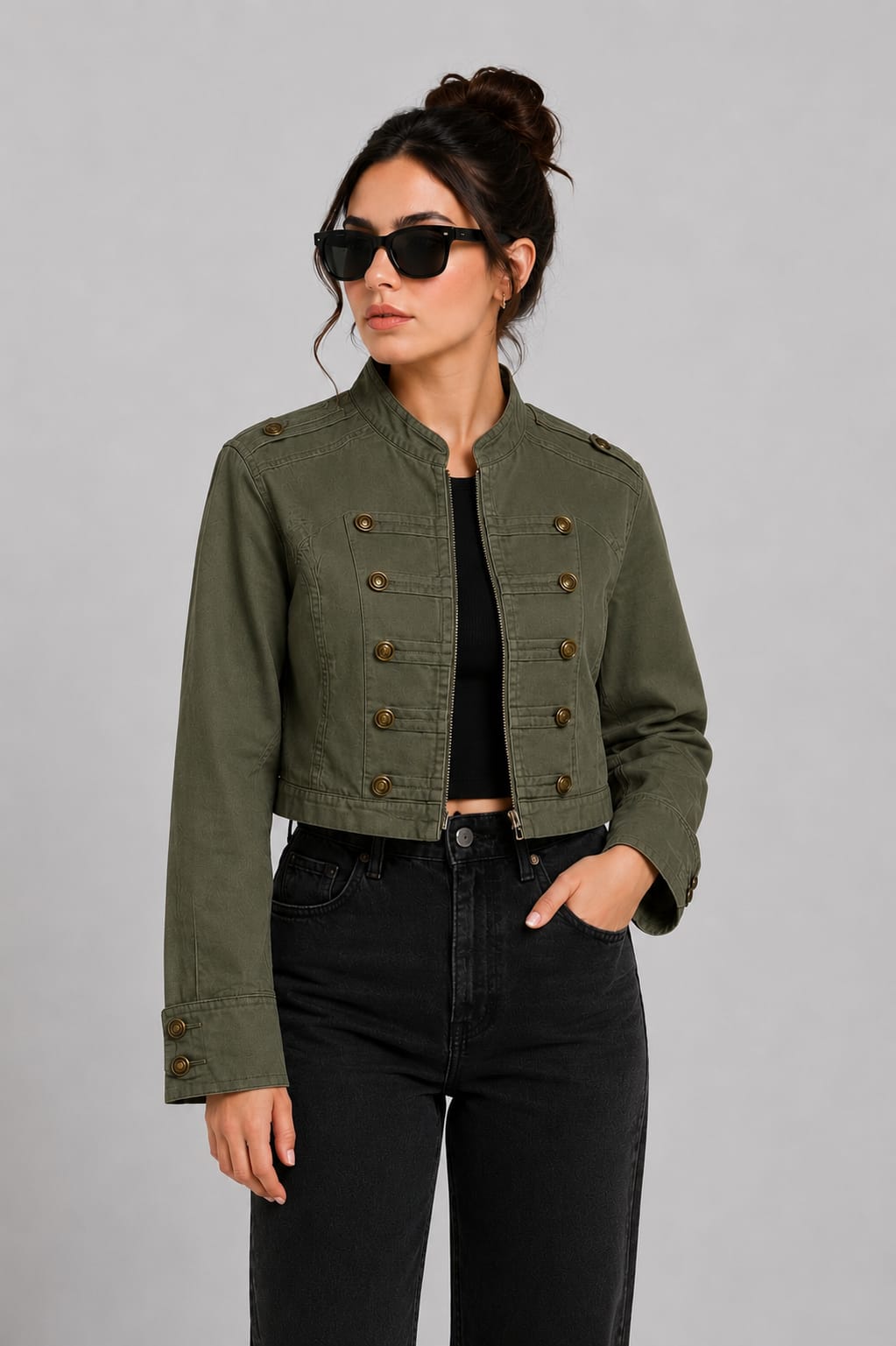 VELORA Olive Blanc Luxe Jacket