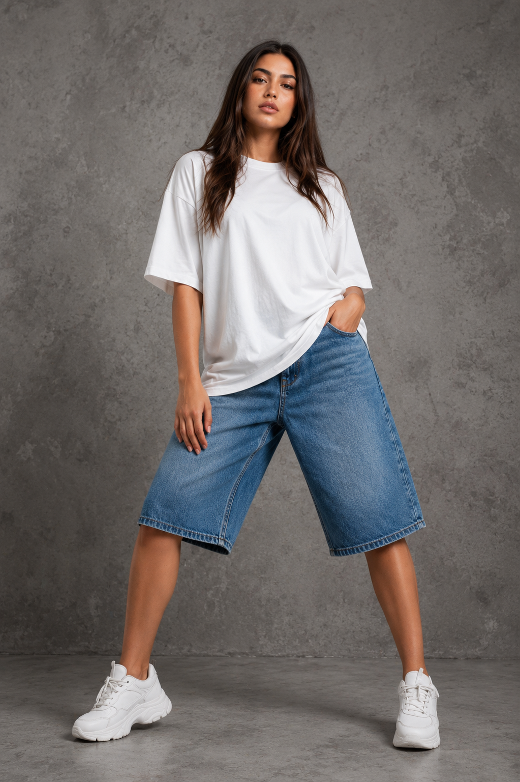 Light Blue Denim Bermuda Shorts