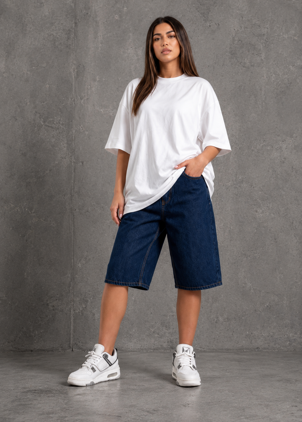 Dark Blue Denim Bermuda Shorts