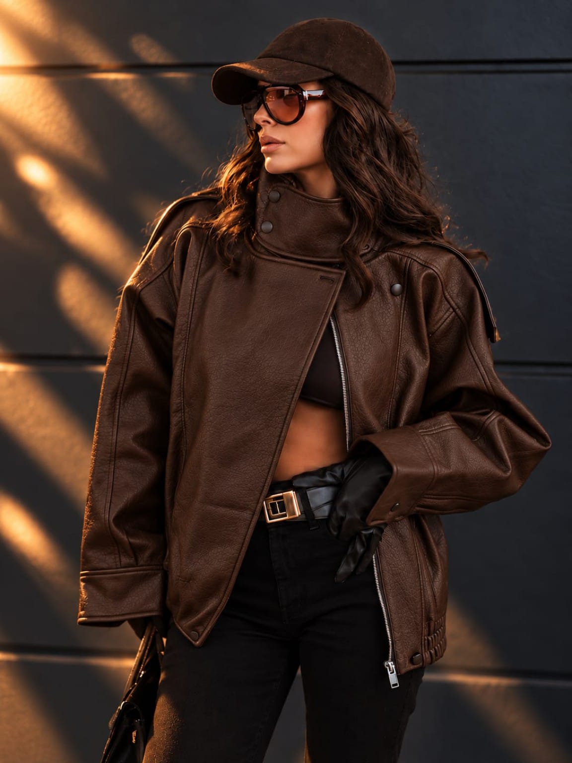 Brown Croc Leather Jacket
